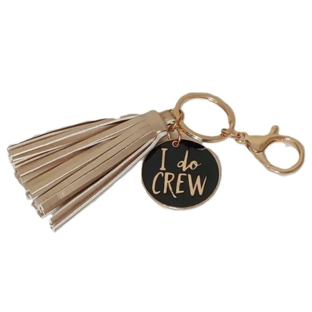 Purse Key Charm Bachelorette Party I DO CREW Metal Tassel Gift Gold Tone‎